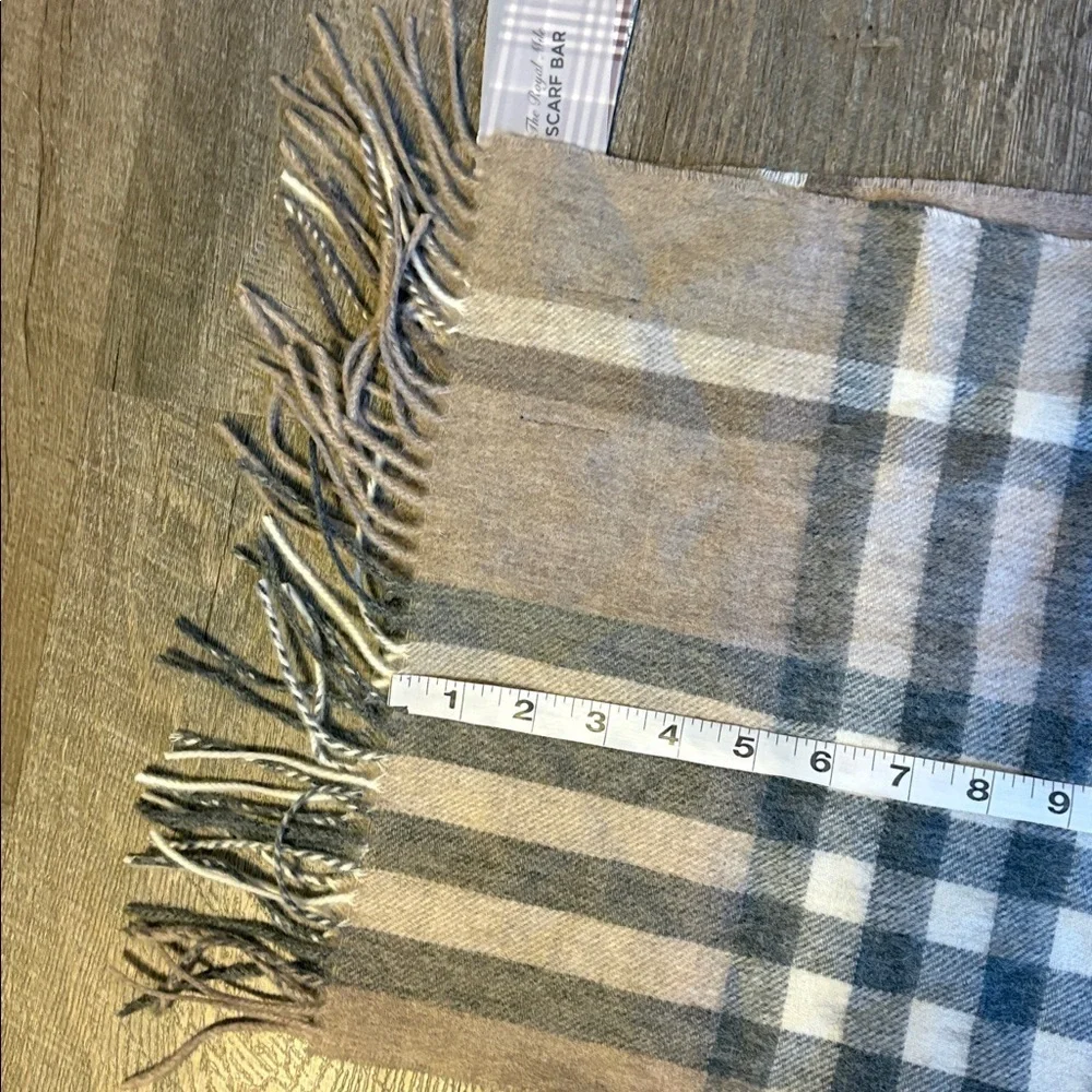 The Royal Mile Scarf Bar Neutral Plaid Lambswool Cashmere Blend Scarf Scotland